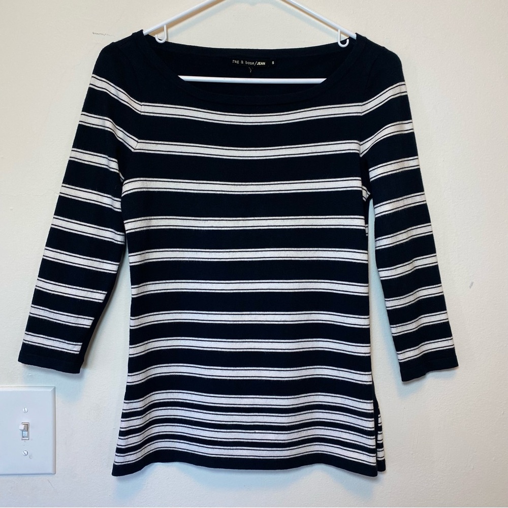 rag & bone Black and White Striped Blouse